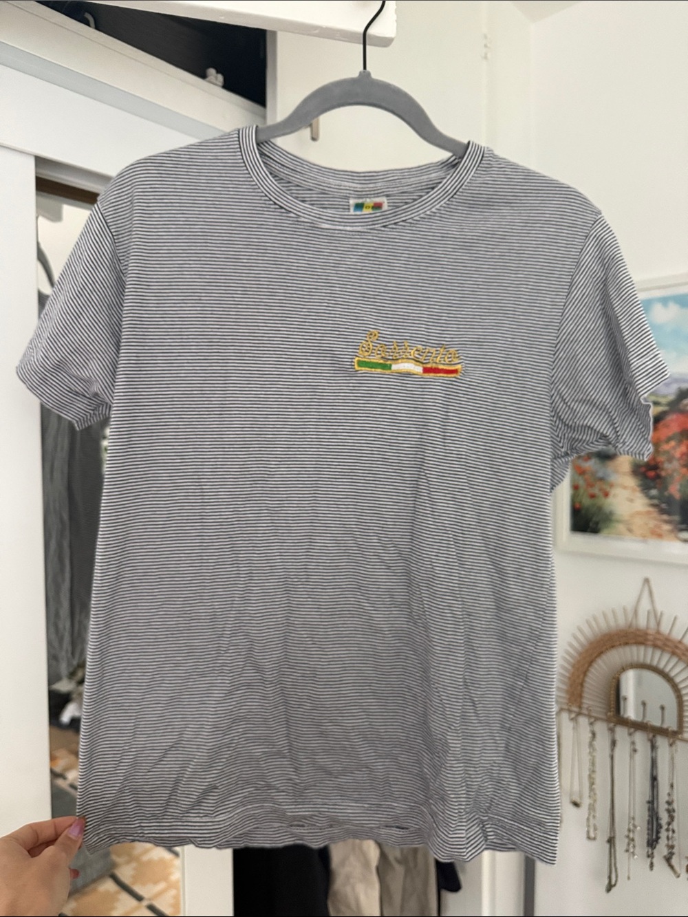 Sorrento Italy Striped Grey Crewneck T-Shirt